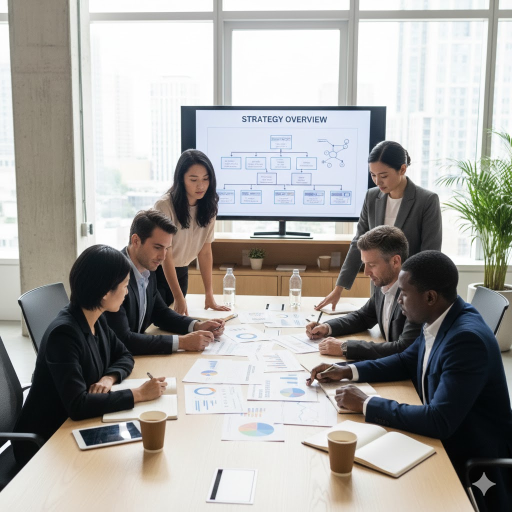 Team members collaborating on strategic work, freed from manual document checking